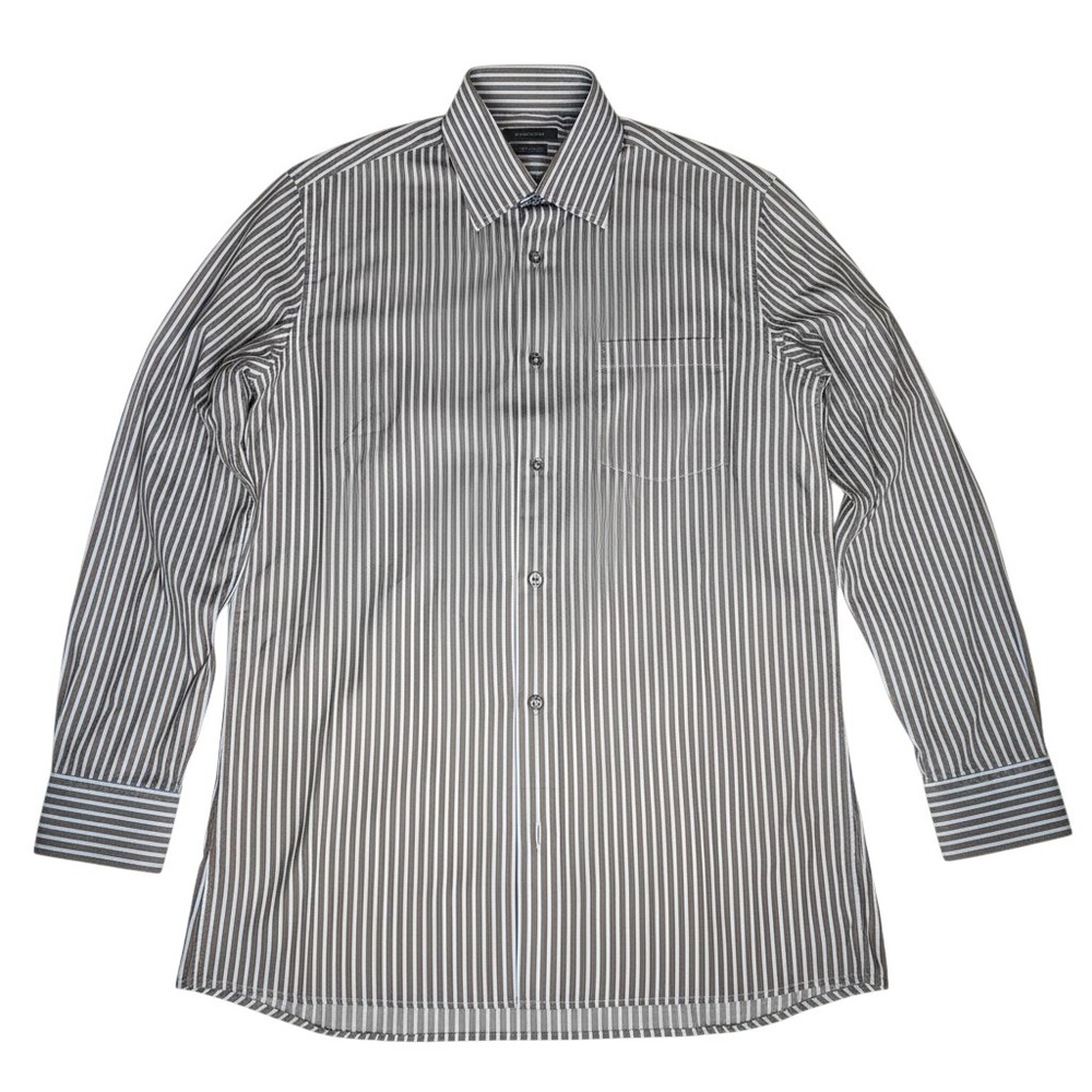 Ermenegildo Zegna‎ Mens Striped Dress Shirt Brown Blue Cotton Made in Italy L